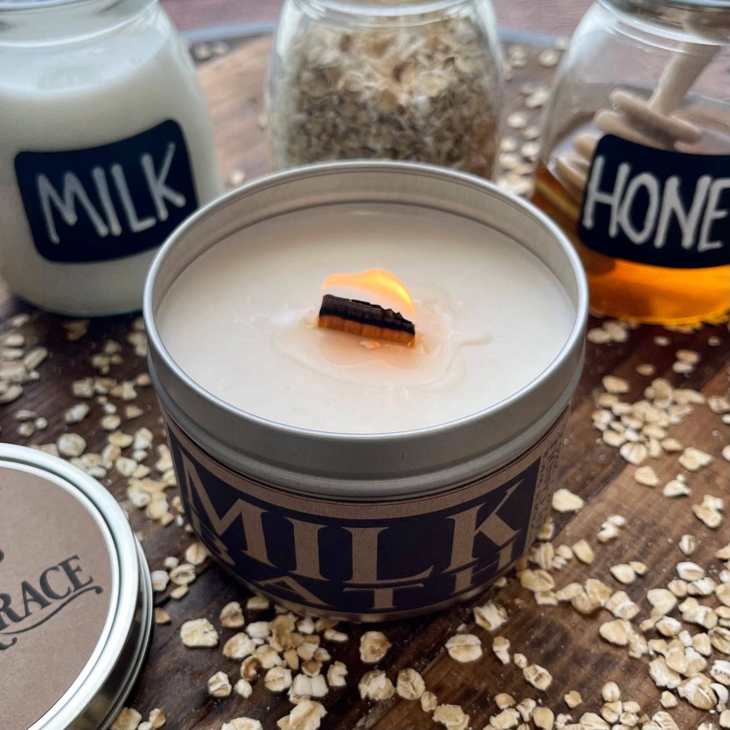 Milk Bath - 8 oz Candle Tin - Wooden Wick