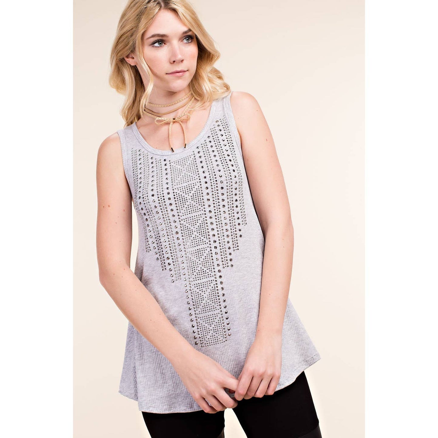 VOCAL - TANK TOP SLEEVELESS WITH STONES