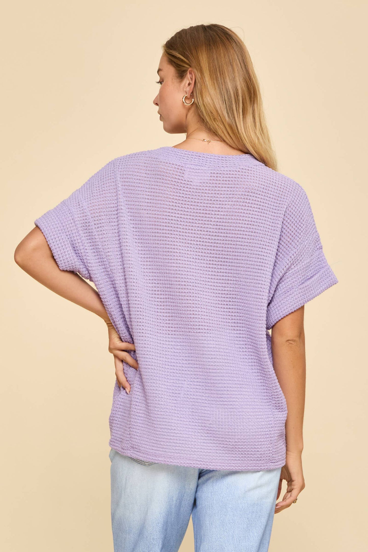 V-Neck Lightweight Sweater Crochet Knit Poncho Top