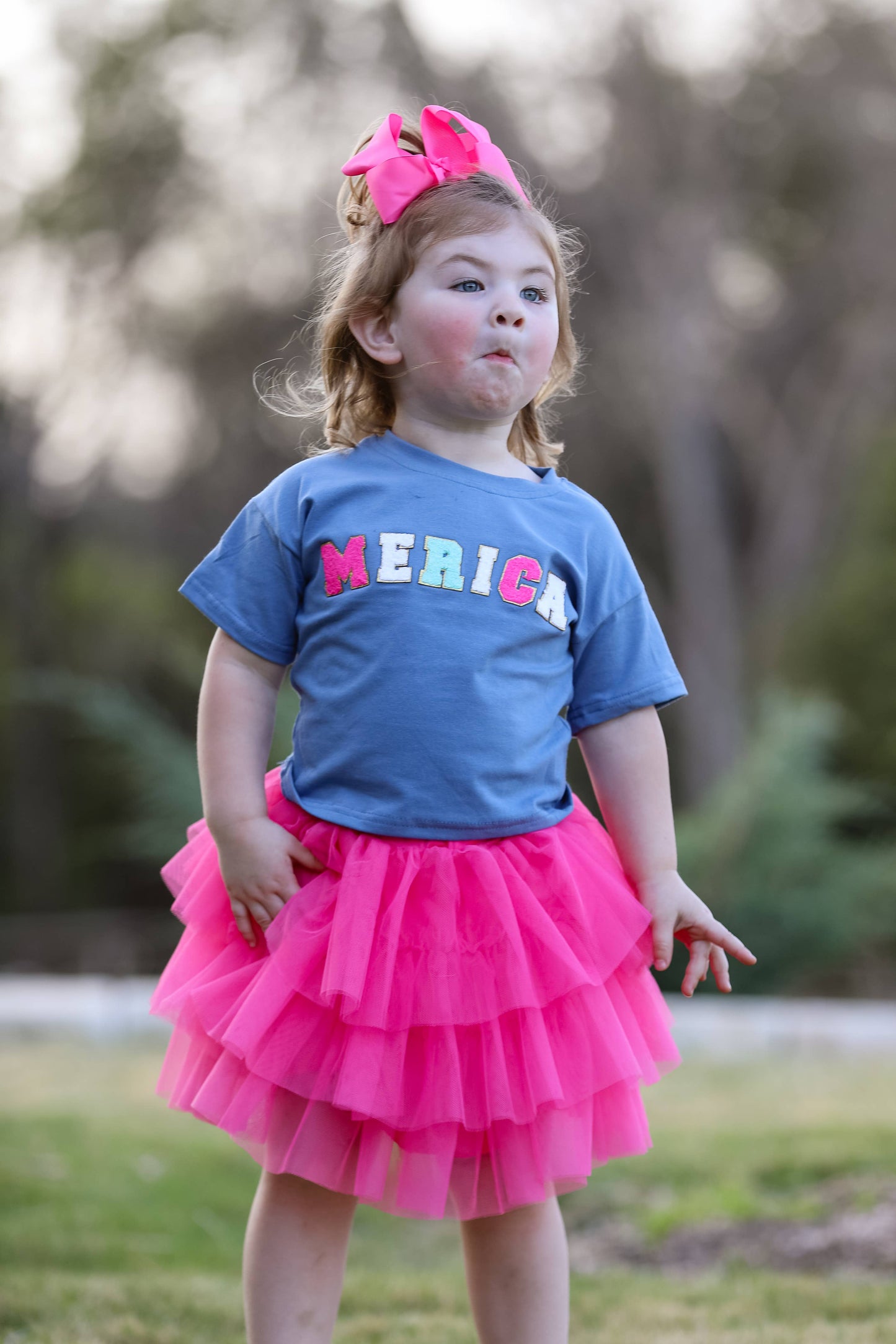 4th of july “MERICA”Top Girls Gauze Skirt