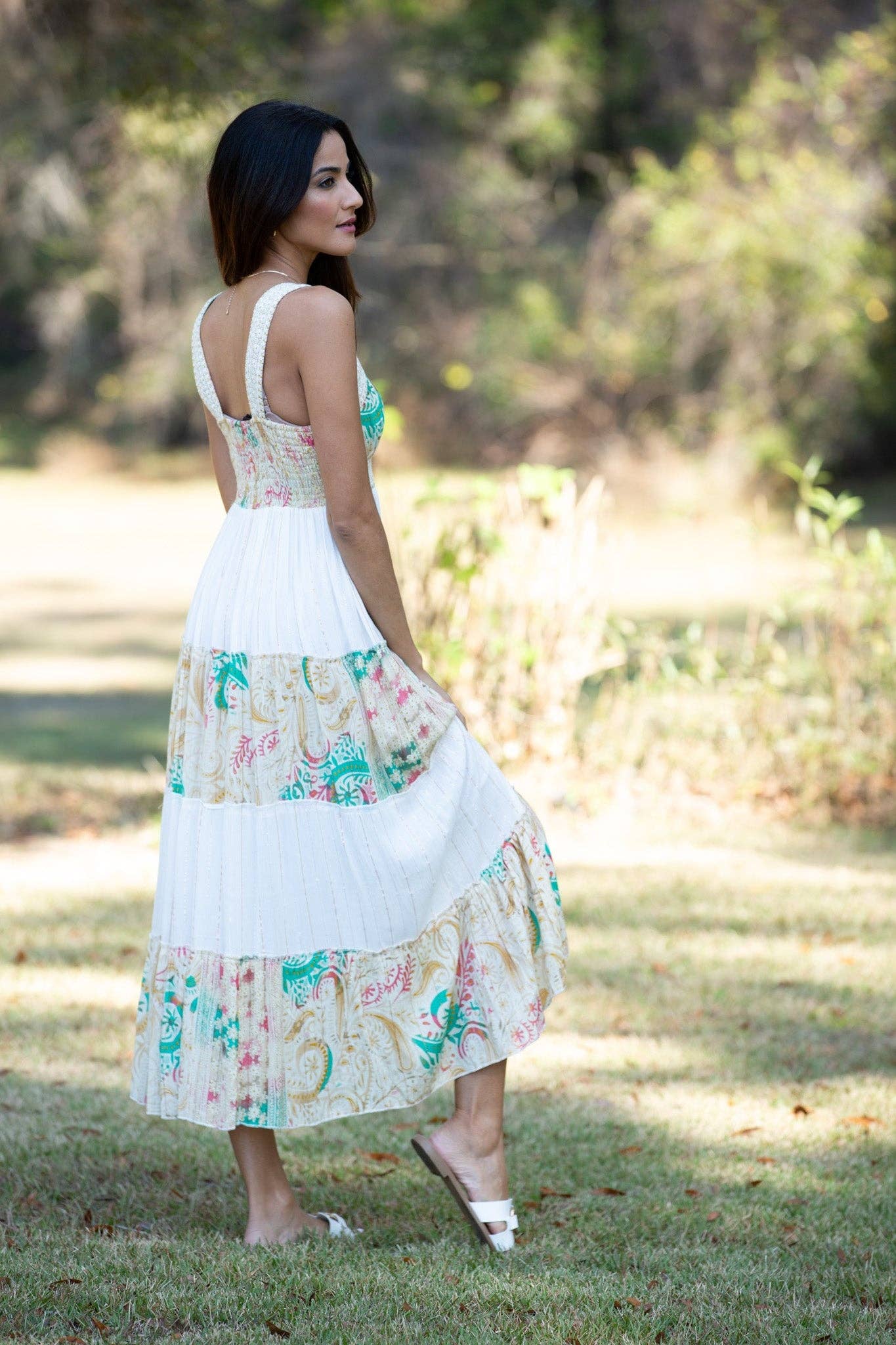 White Tiered Bohemian Maxi Dress