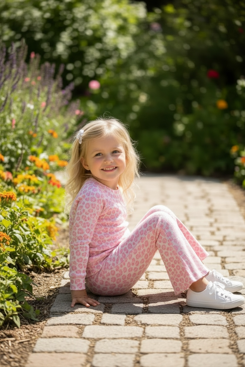 Pink Leopard printed girls 2 piece set.