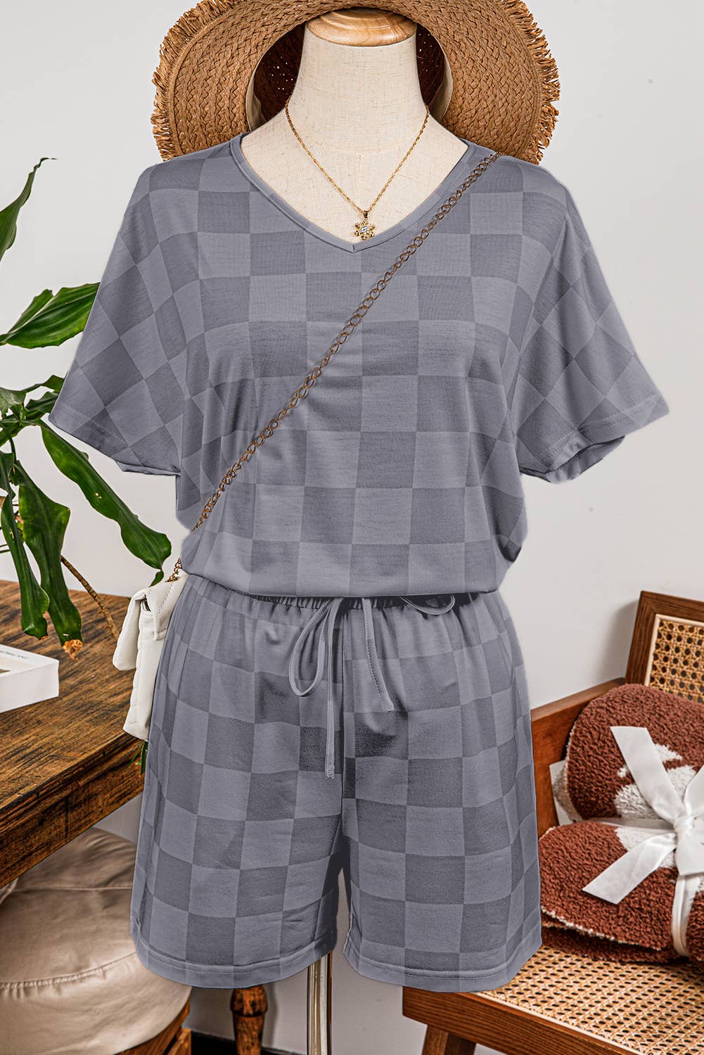 Drawstring Shorts Lounge Set