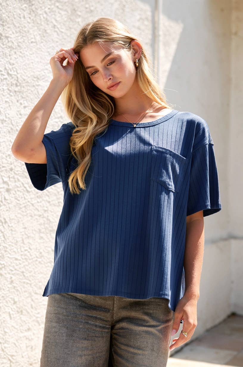 Boyfriend Ribbed Knit Top