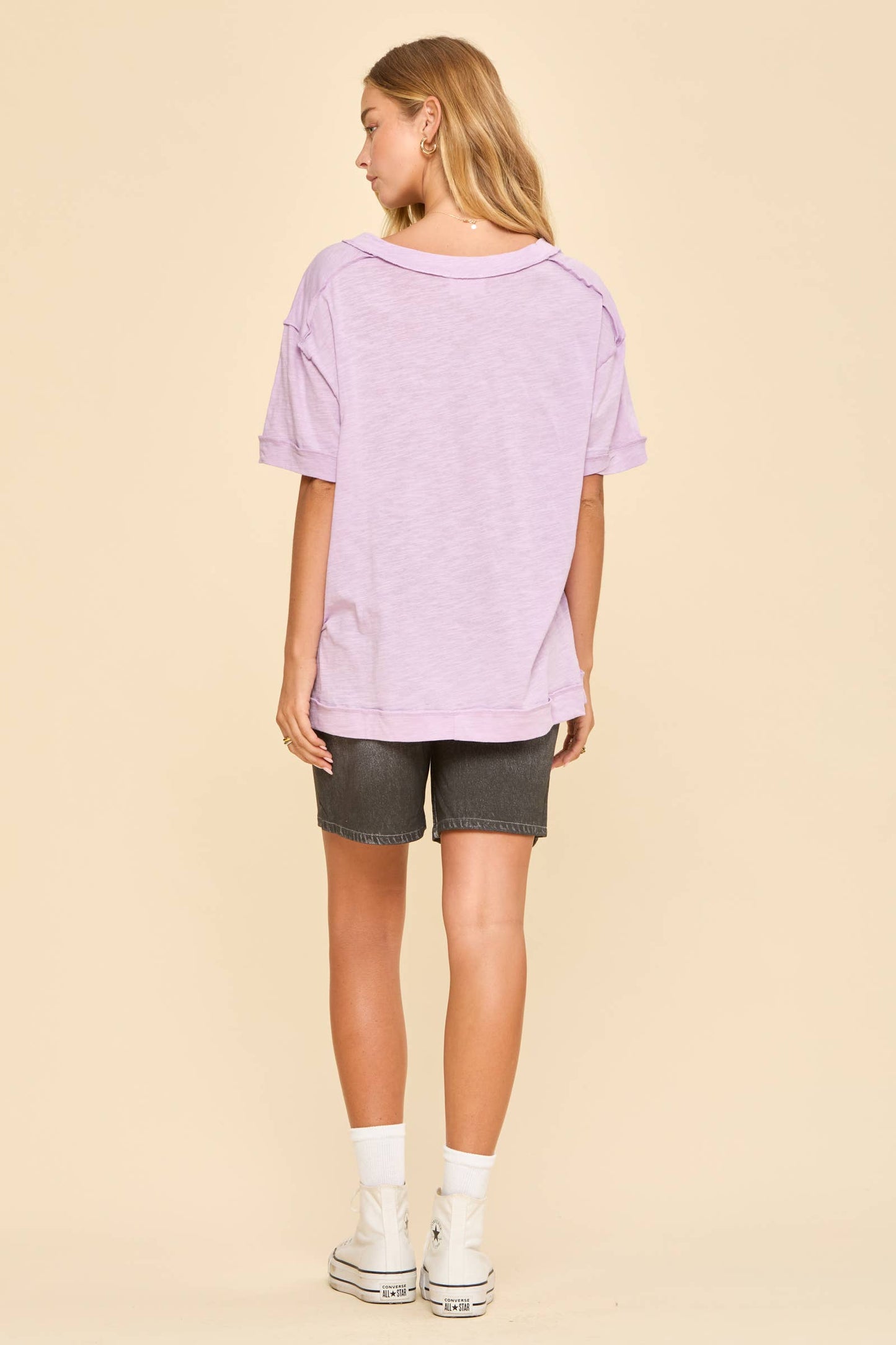 V-Neck Cotton Knit Top