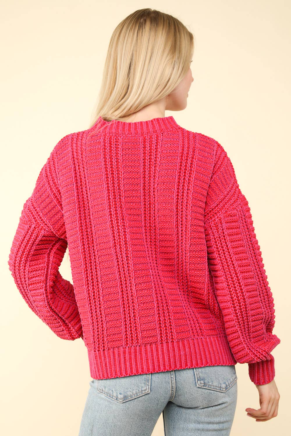 Two Tone Cozy Sweater Knit Top