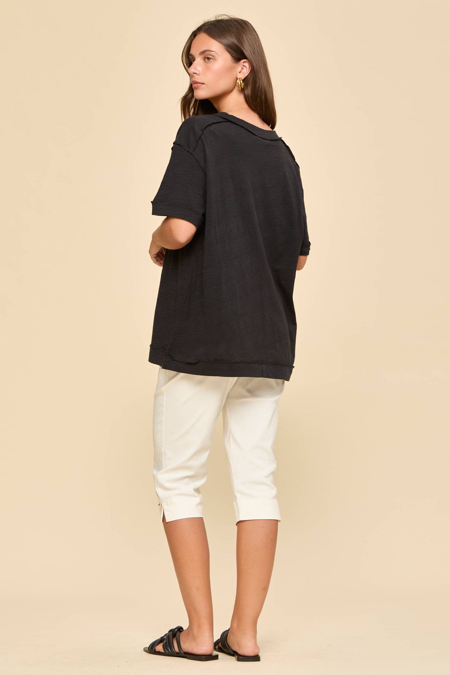 V-Neck Cotton Knit Top