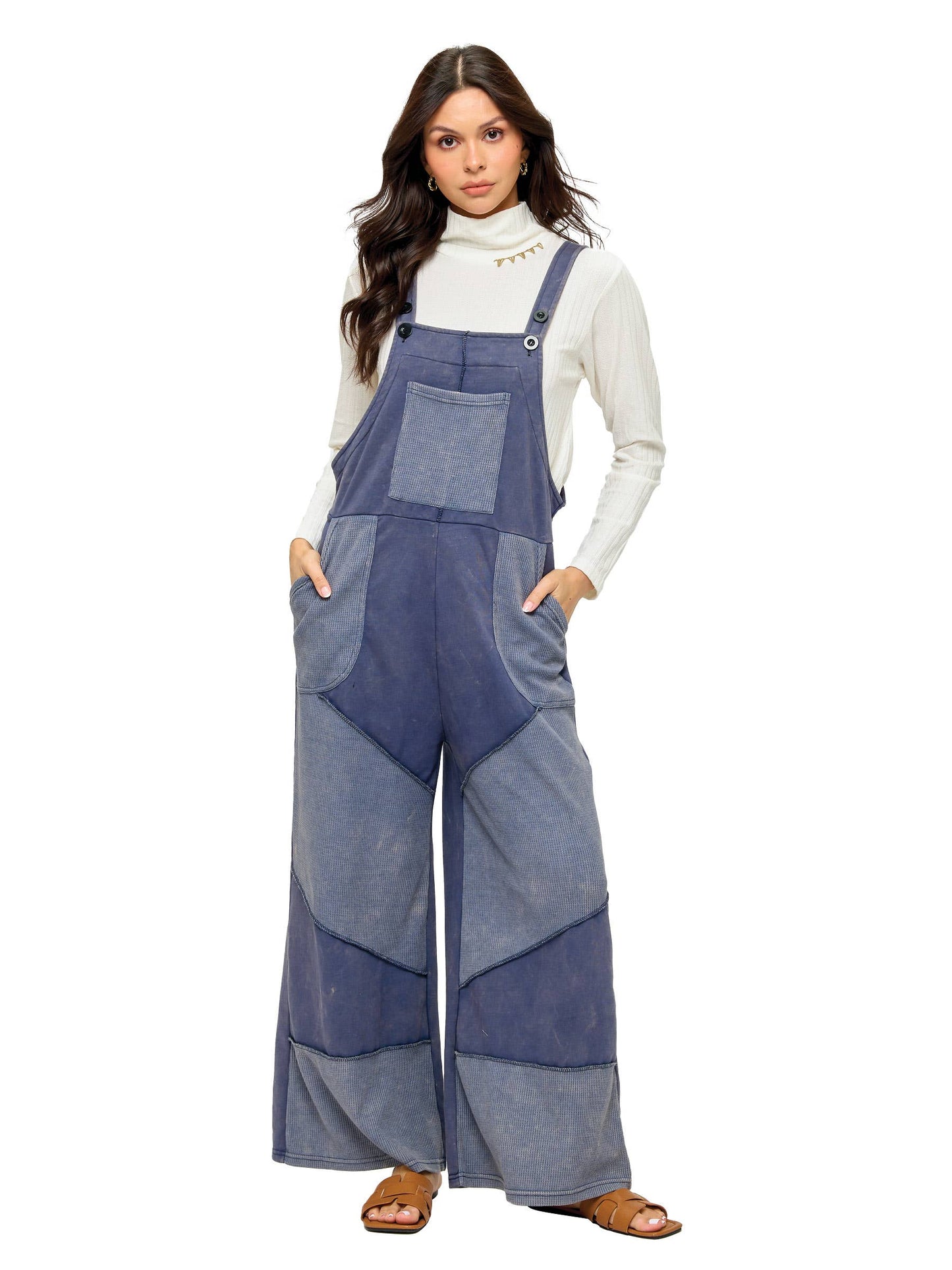 Overall Patchwork Free Spirit Waffle Knit