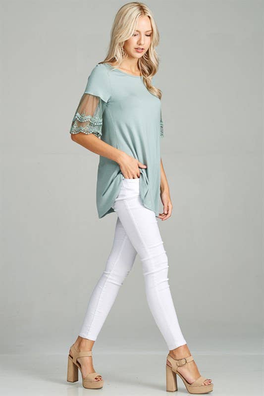 Lace Sleeve Tunic Jersey Top