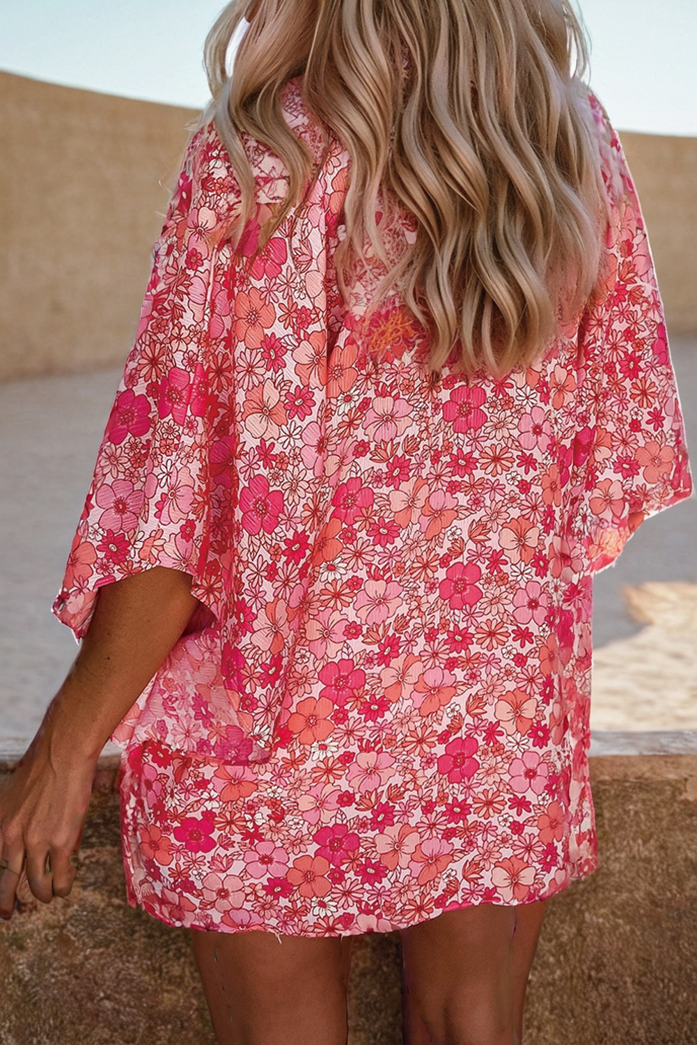 Aapparella - Women Boho Floral V Neck Kimono Style Blouse | S-XL