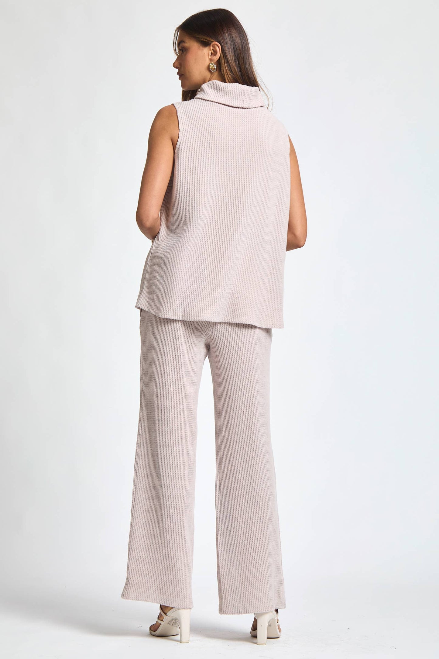 Dear Scarlett - 3 Piece Set Cowl Neck Tank Top + Cardigan + Pants