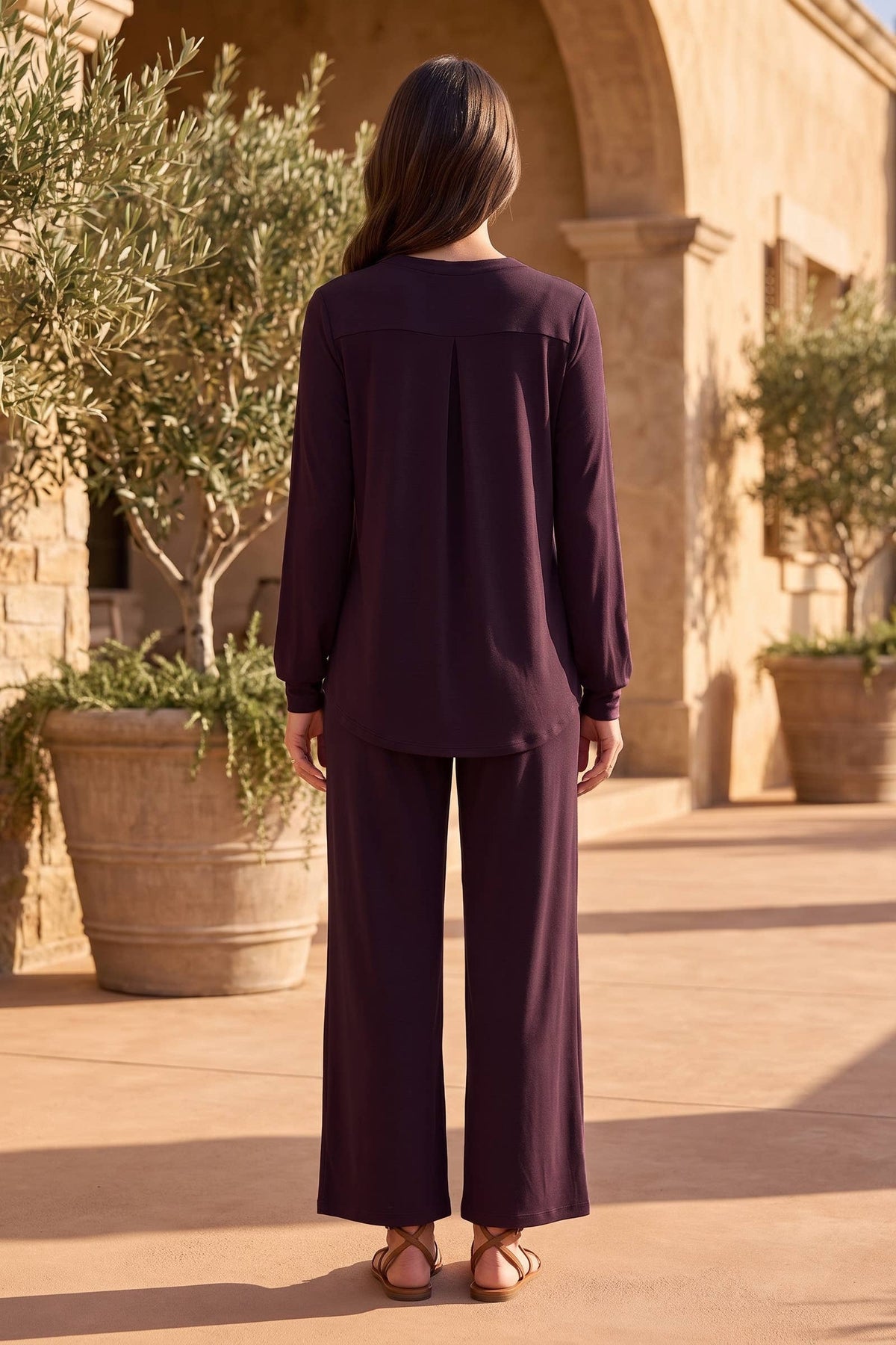 2-Piece Lizzy 3/4 Sleeve Top + Relaxed-Fit Pants Flowy Set