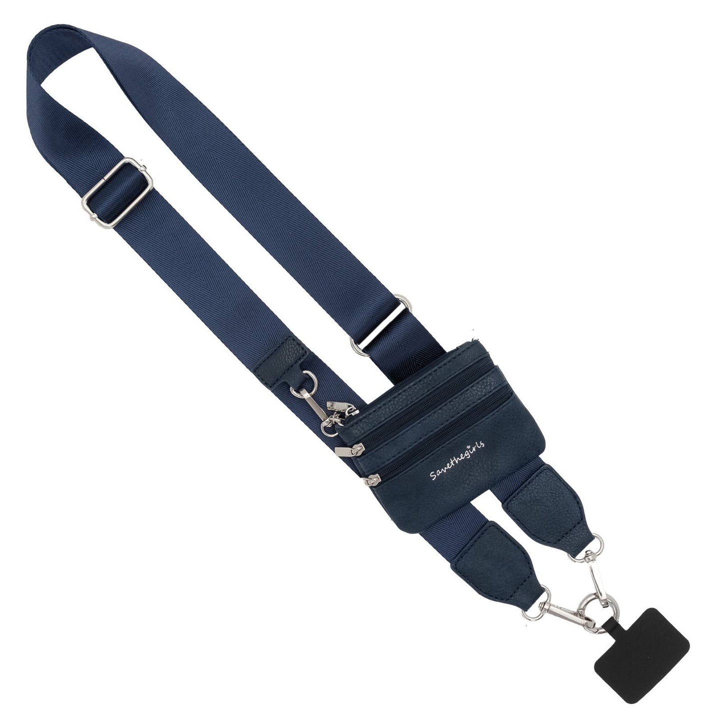 Save The Girls - Clip & Go Phone Lanyard with Pouch - Neutral Collection: Navy