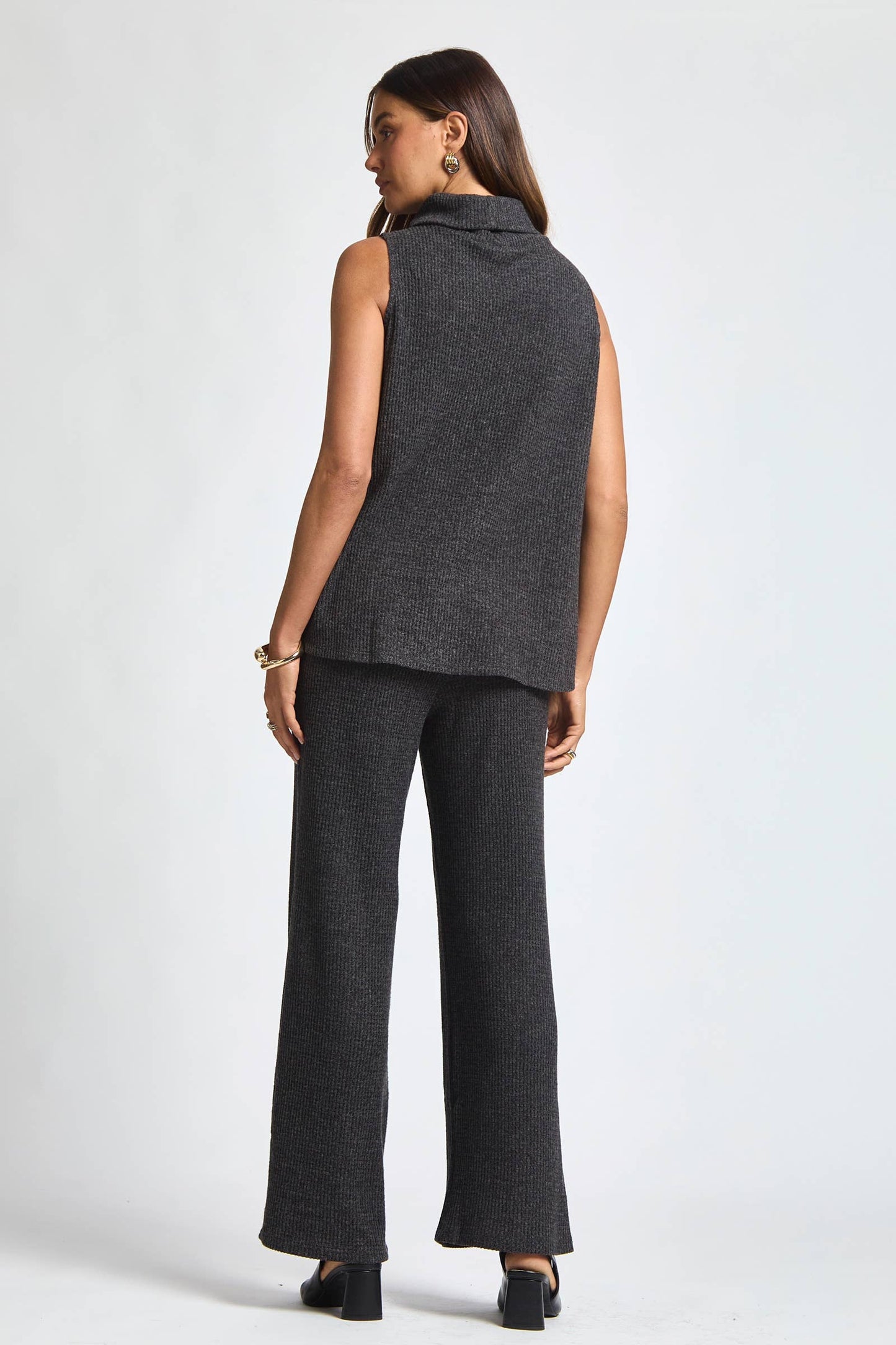 Dear Scarlett - 3 Piece Set Cowl Neck Tank Top + Cardigan + Pants