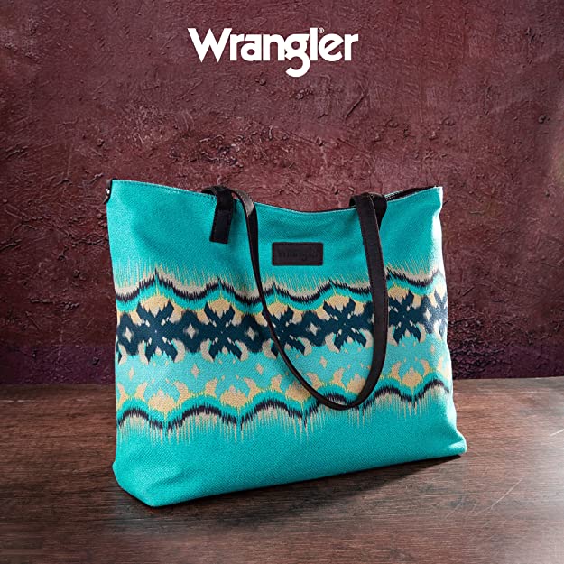 Montana West Wrangler Aztec Pattern Print Canvas Tote Bag