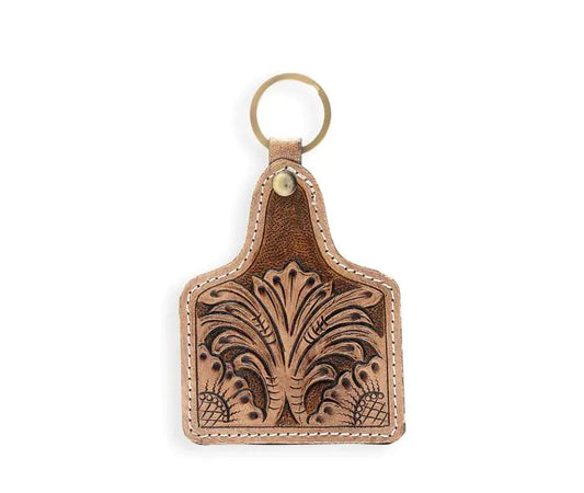 Times Now & Then Hand-tooled Leather Key Fob