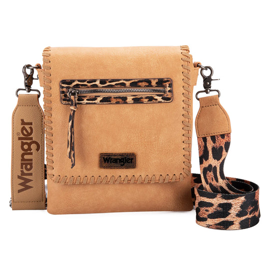 Montana West Wrangler Whipstitch Leopard Print Crossbody