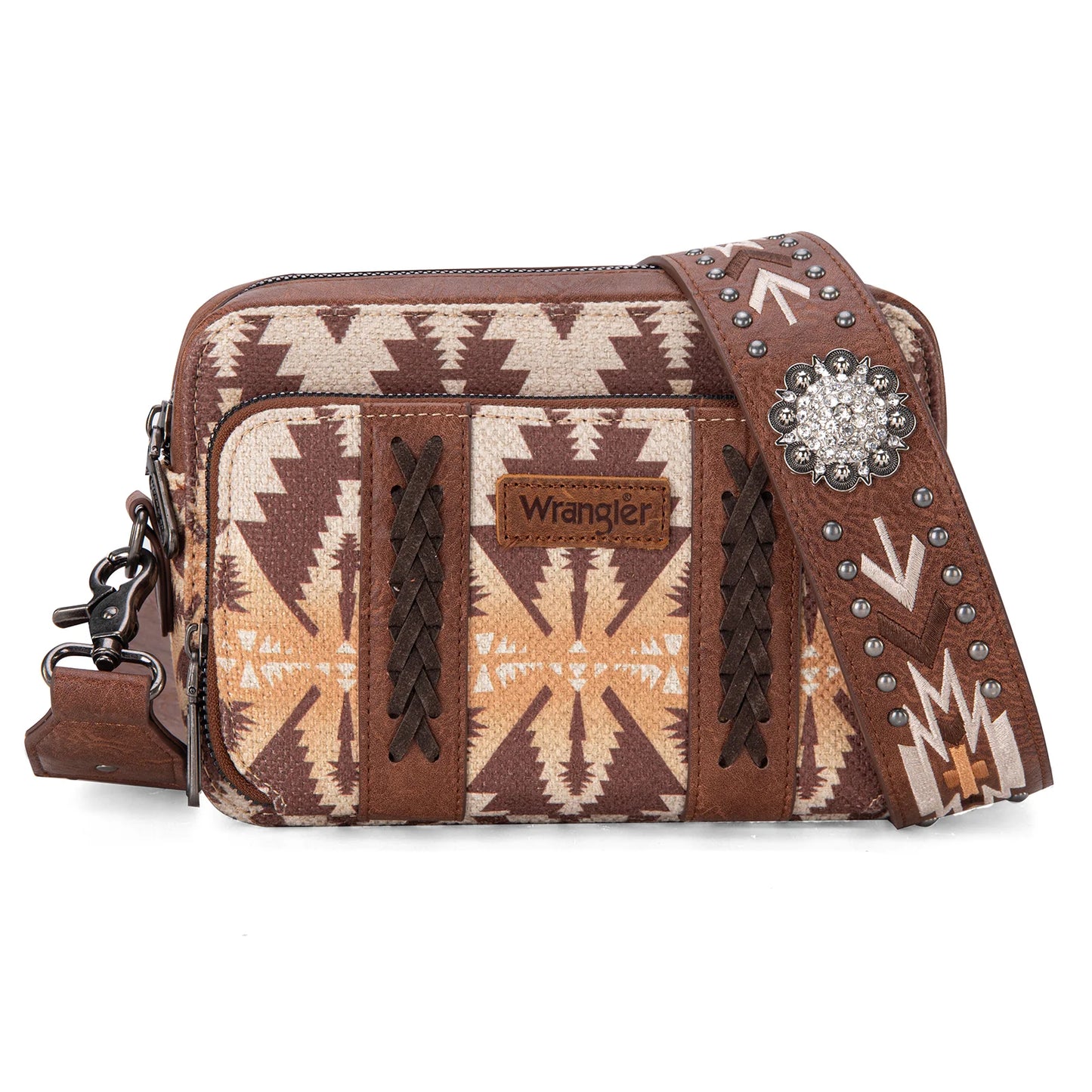 Wrangler Aztec Printed Crossbody Purse With Wallet Compartment WG2207-3003