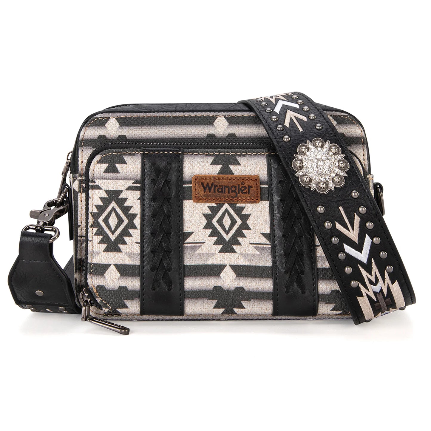 Wrangler Aztec Printed Crossbody Purse With Wallet Compartment WG2207-3003