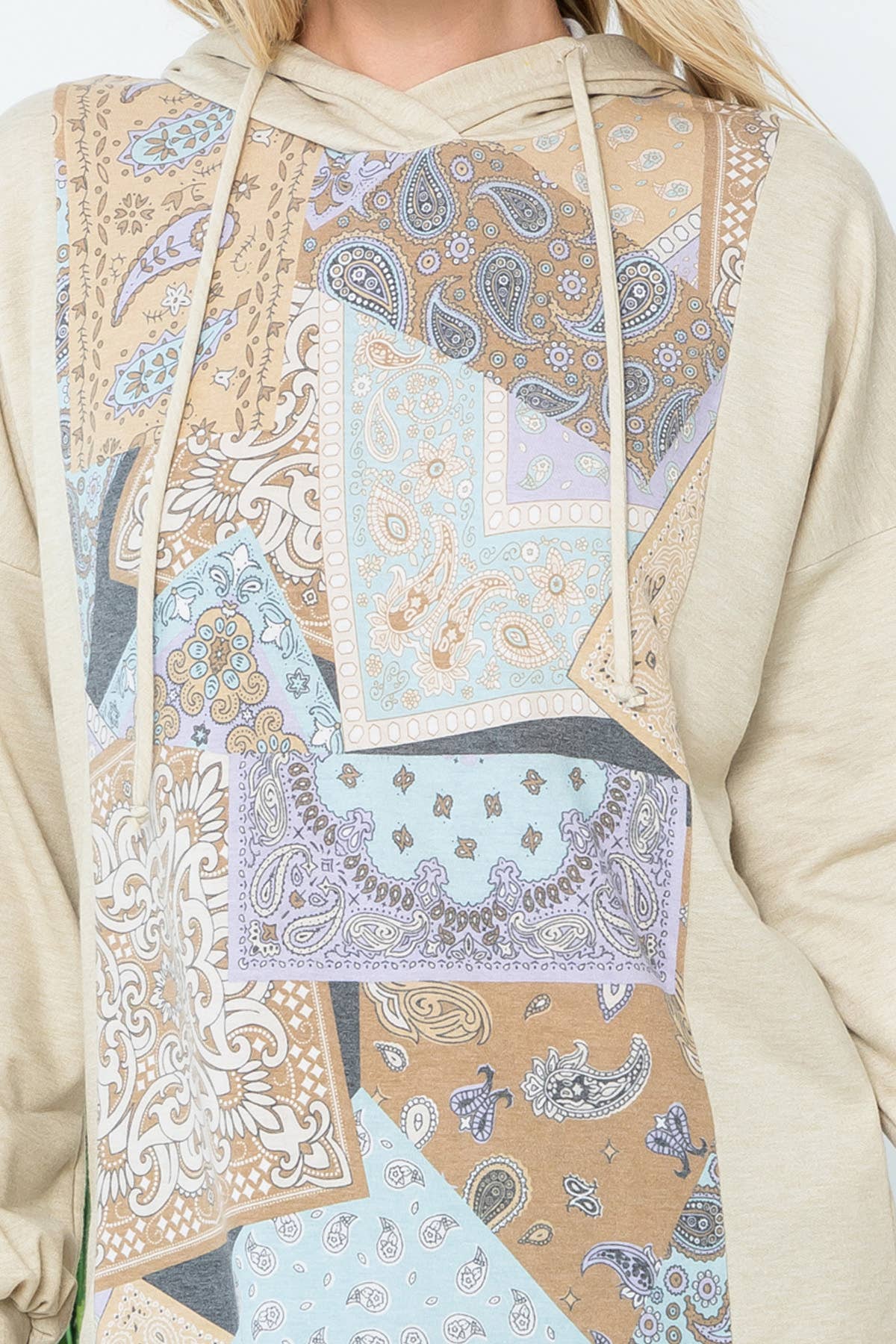 Paisley contrast tri-blend hoodie