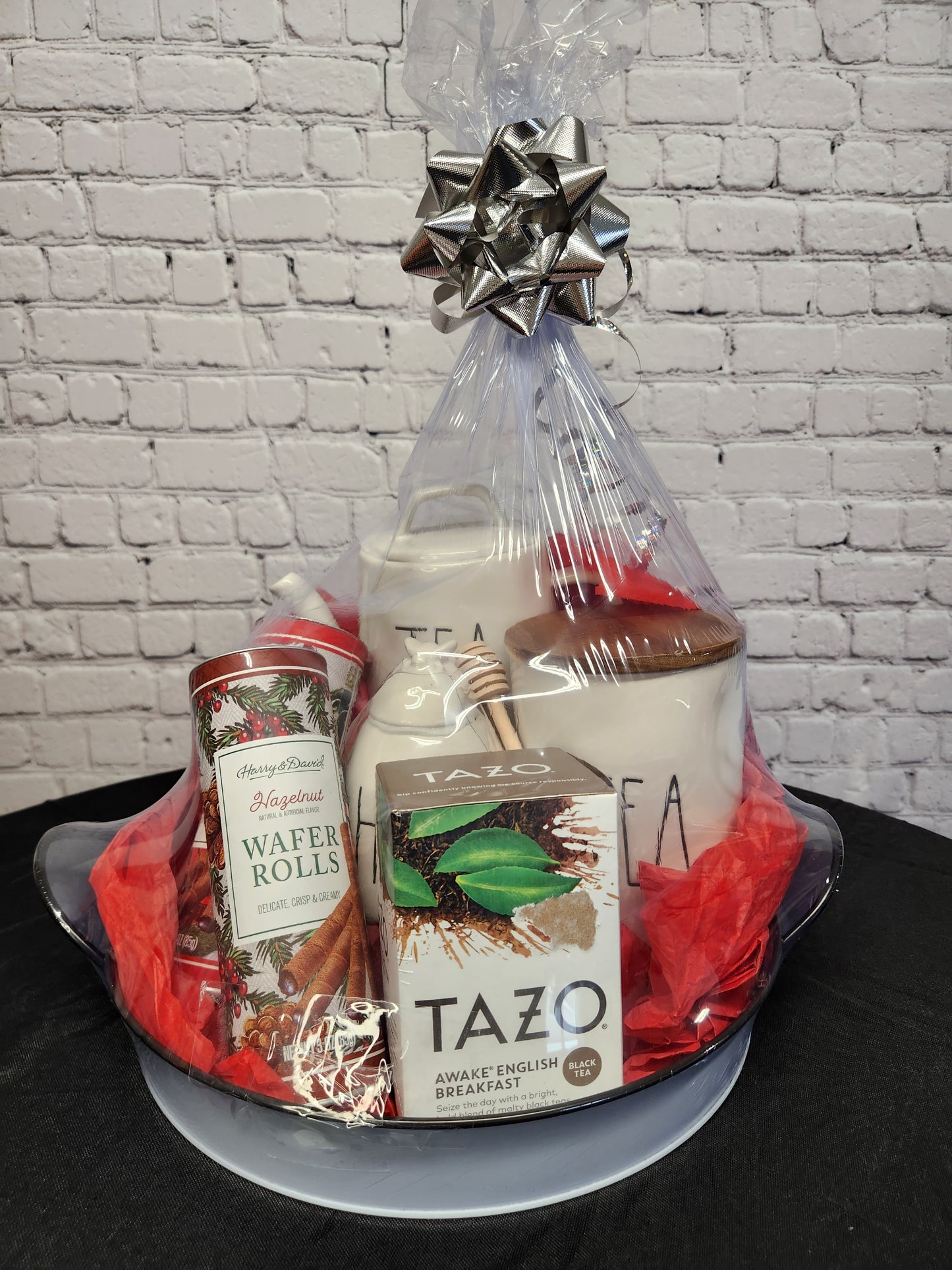 Rae Dunn tea set basket