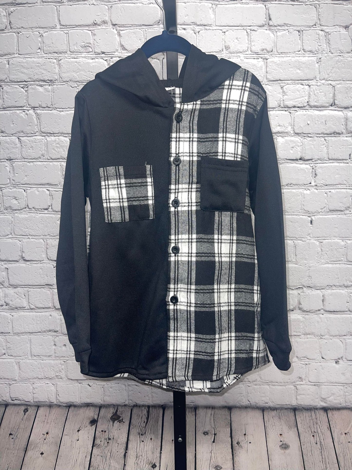 Clearance Toddler Boys Jacket - Black and White Plaid