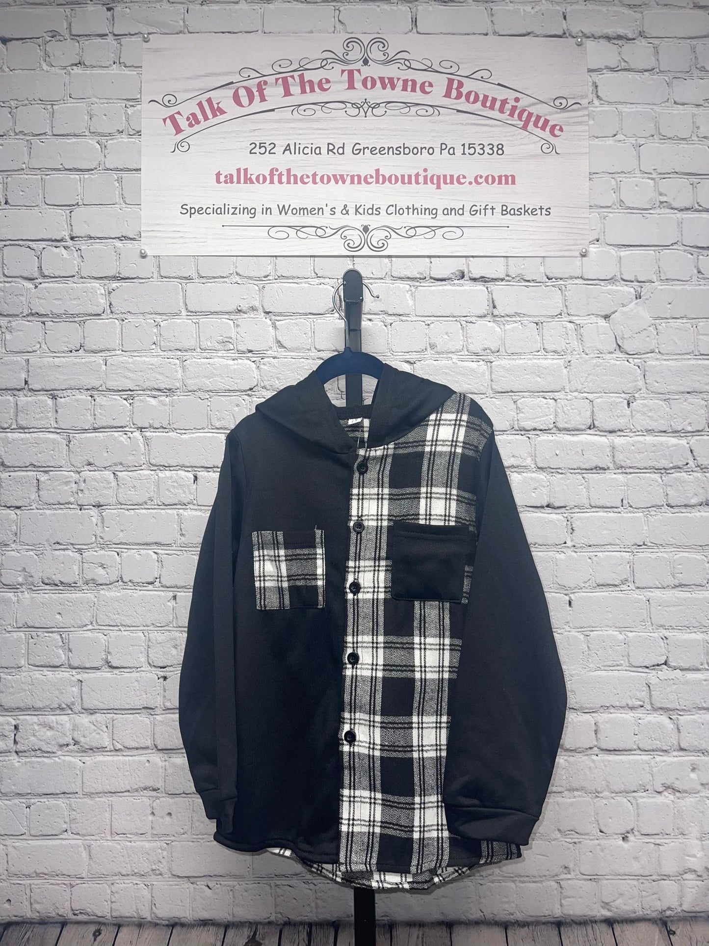 Clearance Toddler Boys Jacket - Black and White Plaid