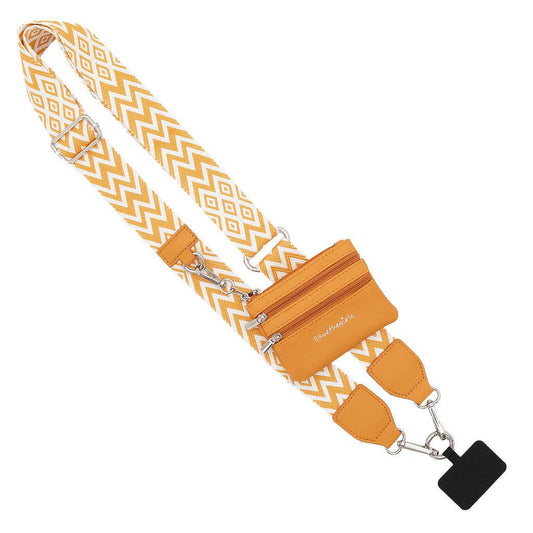 Save The Girls - Clip & Go Crossbody Strap with Pouch - Chevron Collection: Yellow - Yellow Pouch