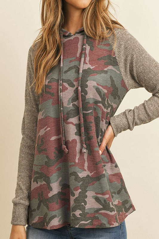 Camo color block hoodie