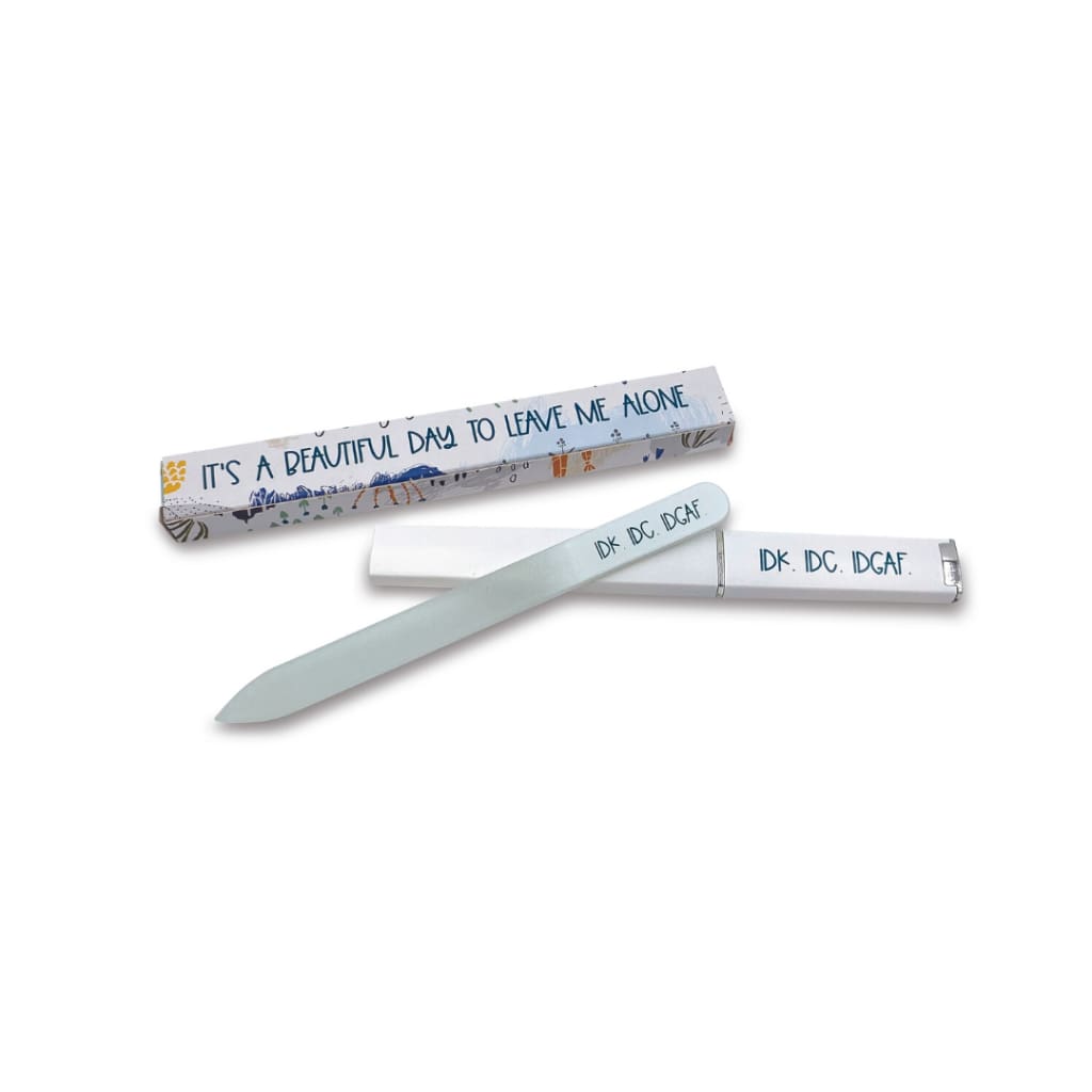 Smartass & Sass - IDK. IDC. IDGAF Glass Nail File | Funny sarcastic gift