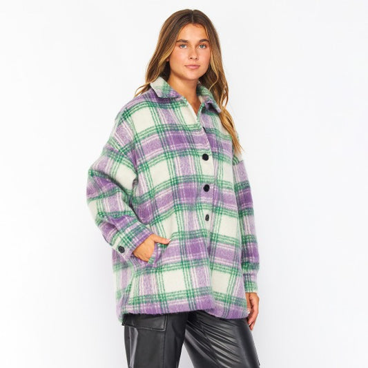 Oversized Heavyweight Faux Wool Plaid Shacket
