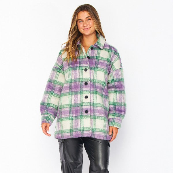 Oversized Heavyweight Faux Wool Plaid Shacket