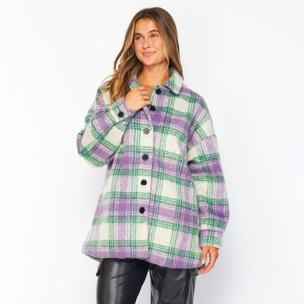Oversized Heavyweight Faux Wool Plaid Shacket