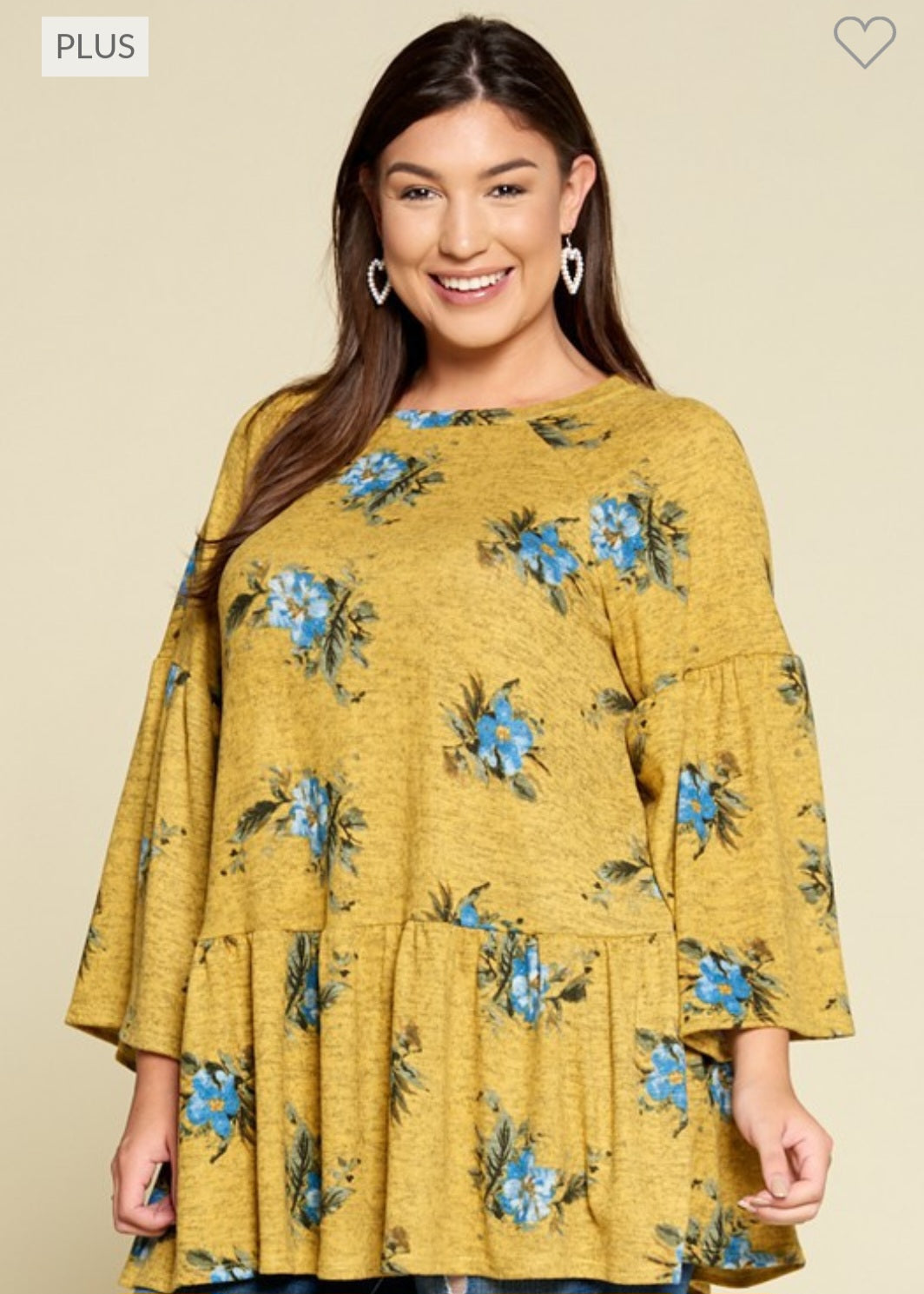Plus Size Cute Floral Hacci Baby doll Tunic Top