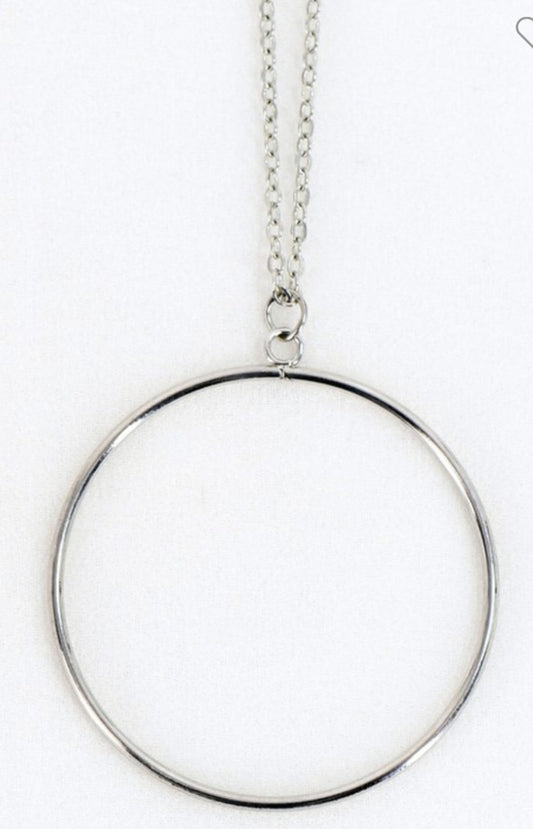 Metal Pendant Necklace (Silver)