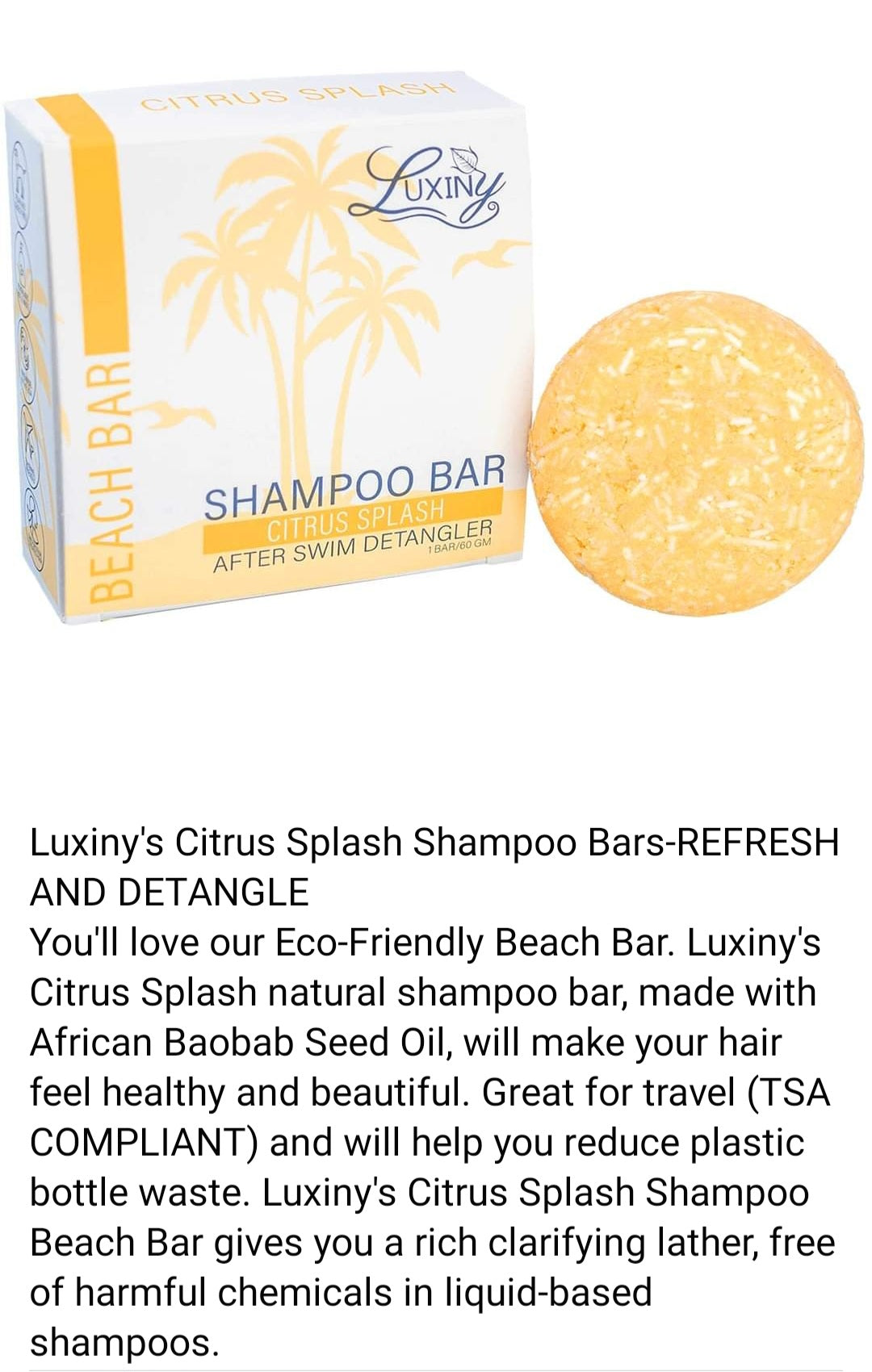LUXINY SOLID SHAMPOO BARS (CITRUS SPLASH)