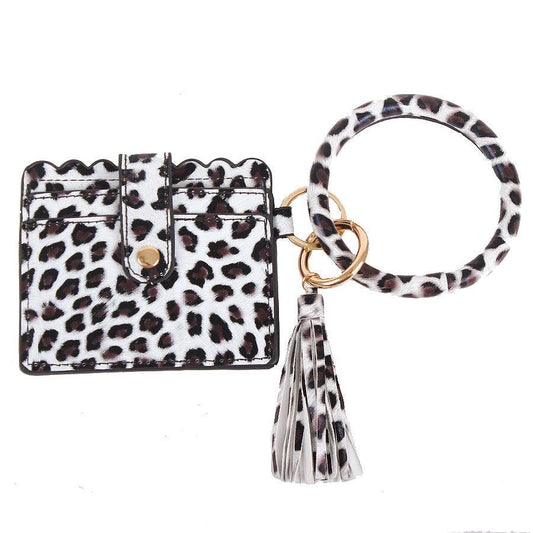 WHITE LEOPARD Bangle/Key-Chain/Wallet w/ ID Wind: White Leopard