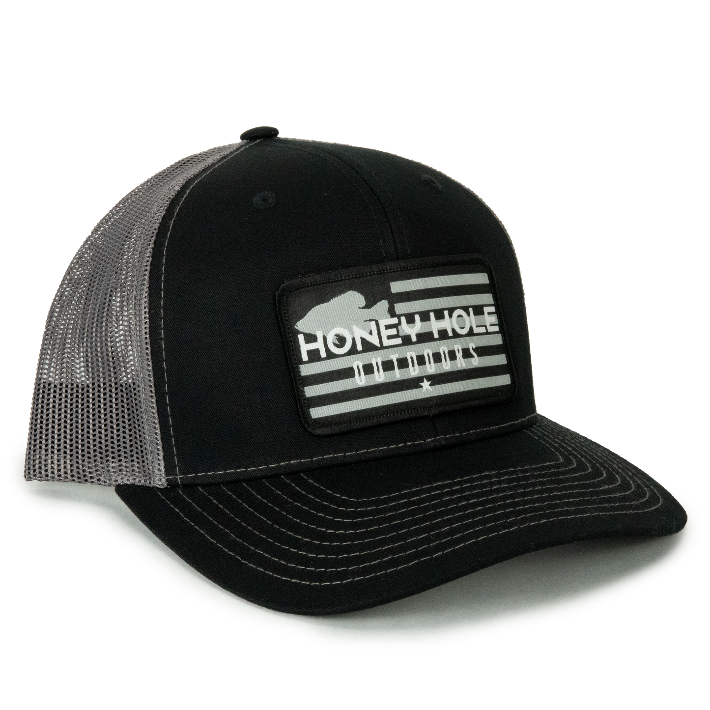 Honey Hole Outdoors - Snapback - Grey Flag - Black/Charcoal