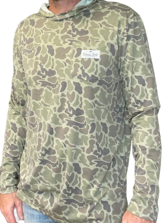 Honey Hole Outdoors - Woodland Camo Long Sleeve Performance: 2X