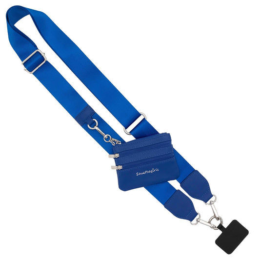 Save The Girls - Clip & Go Crossbody Strap with Pouch - Solid Collection: Royal Blue