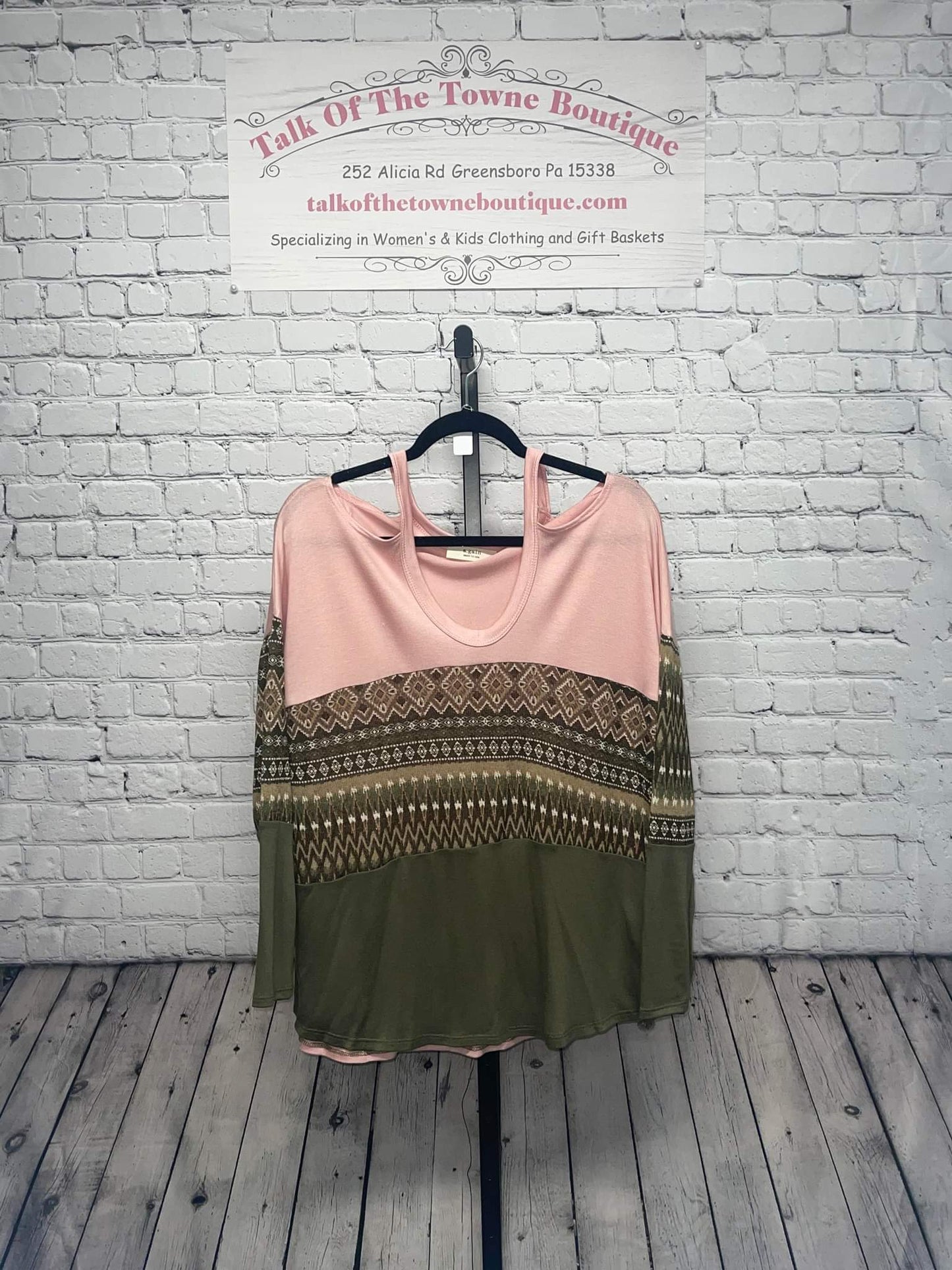 Aztec printed fabric v neck top