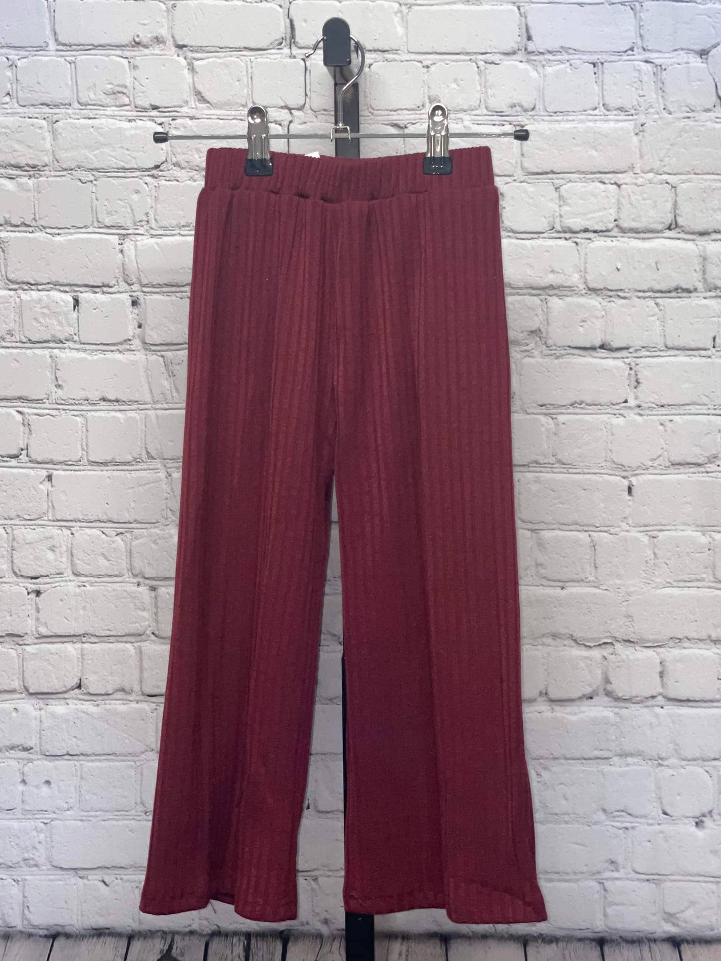 Clearance Toddlers stretchable ribbed 2 piece set with gathering top & flare pant