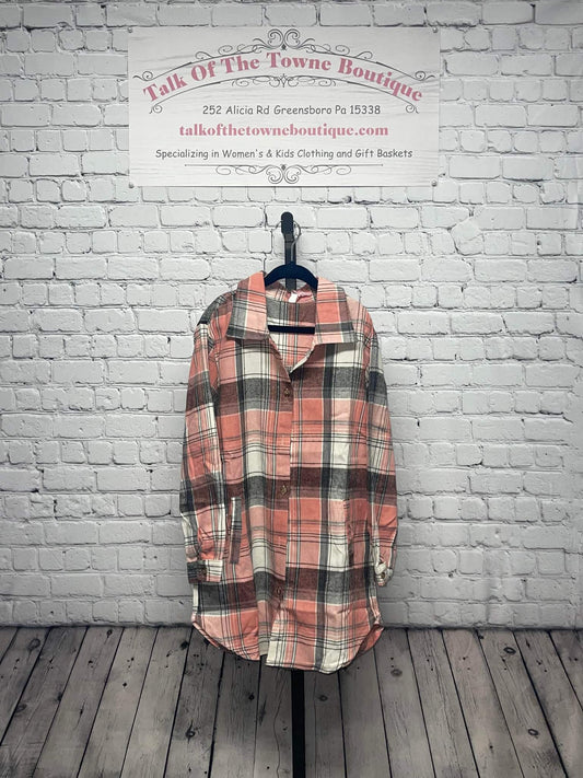 Clearance Girls brush flannel shirt with insert pockets