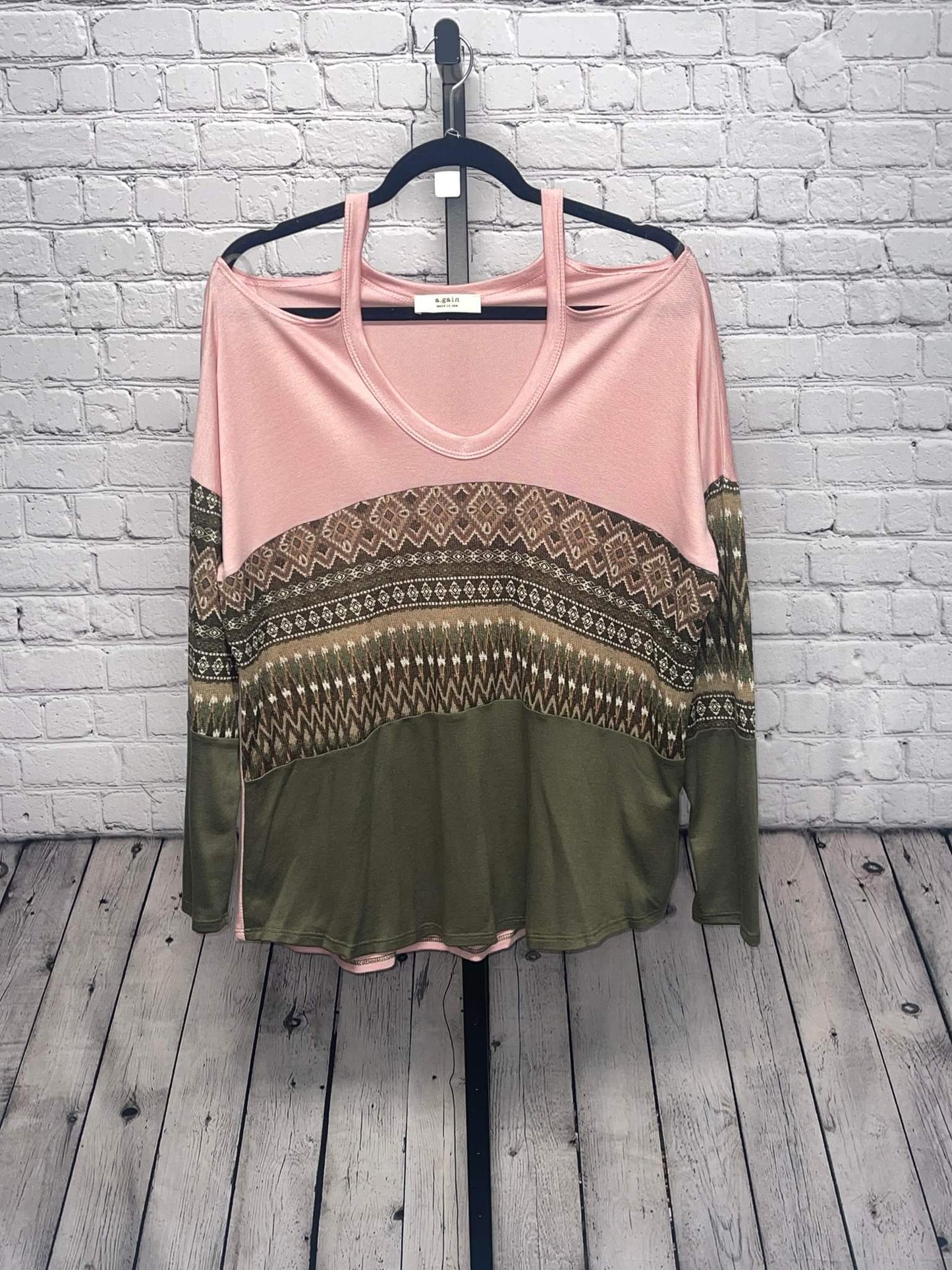 Aztec printed fabric v neck top
