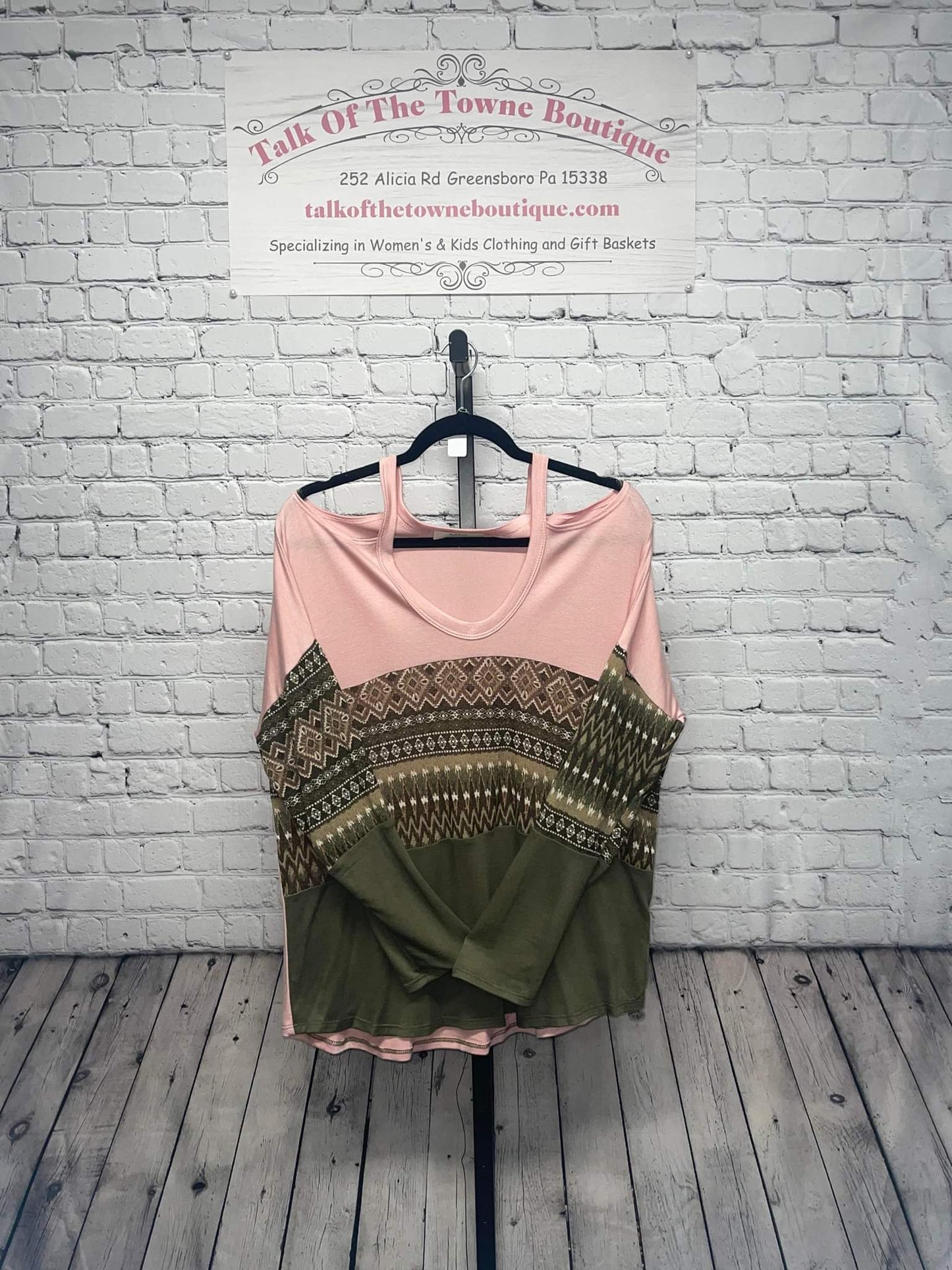 Aztec printed fabric v neck top